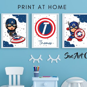 Superhero Captain Art Print set of 3 | Printable Home Decor | Digital Poster Wall Art Gift