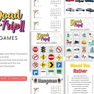 Road Trip Scavenger Hunt and Activity Pages for Kids - Fun Travel Games, Printable Family Activities, Car Ride Entertainment