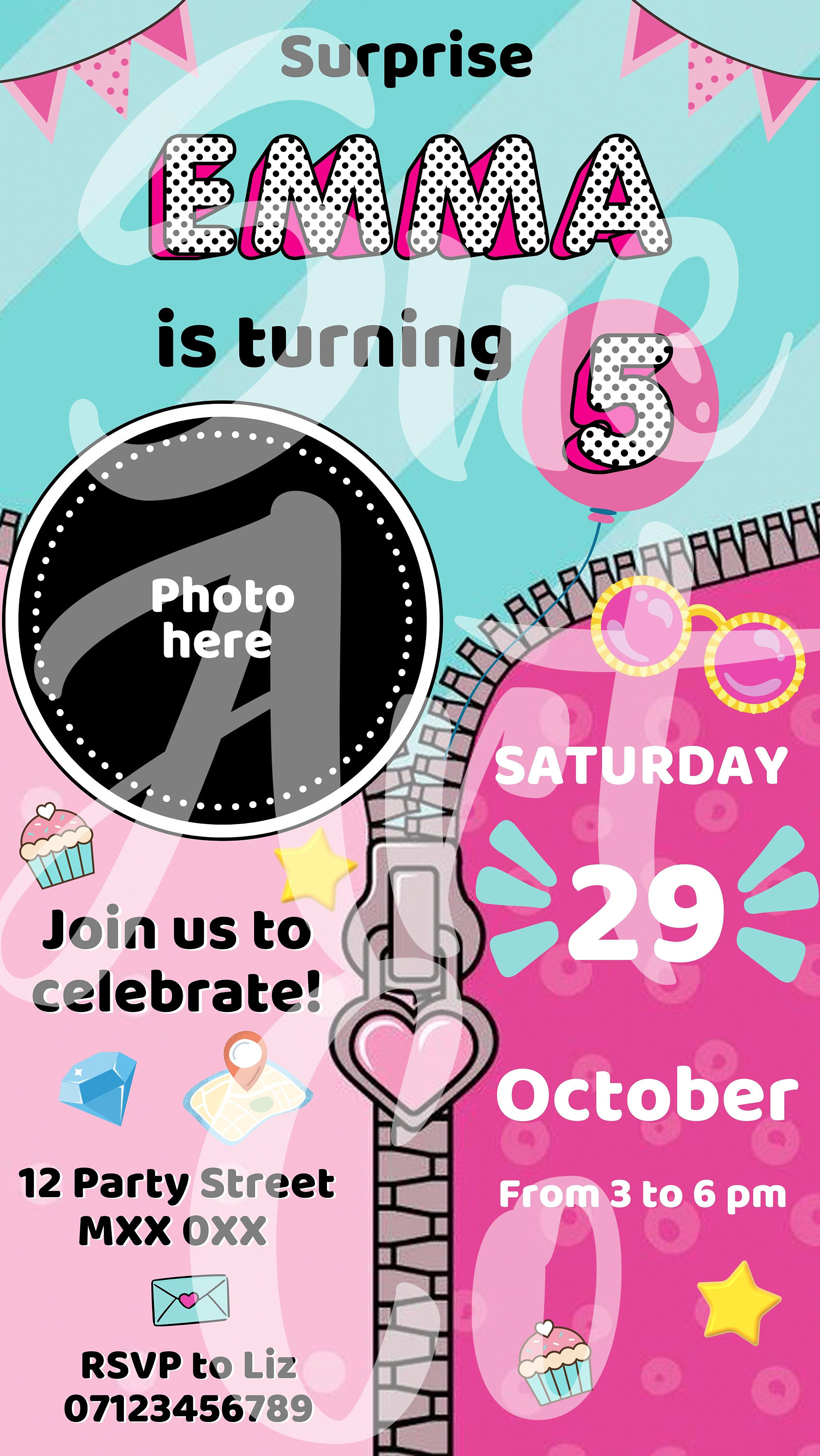 Personalised With Photo Party Invitation Digital Phone Etsy