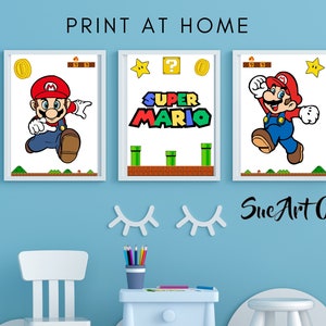 Mario Digital Art Print Set of 3 - Instant Download, Home Decor Wall Art - Printable Poster, Kids Room Decor, Kids Gift