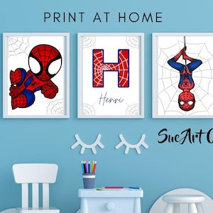 Set di stampe artistiche di supereroi di 3 / Decorazioni per la casa stampabili / Regalo di arte da parete con poster digitale