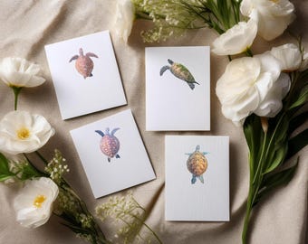 Turtle Love Cards, Ocean Greeting Cards - Set of 4 (Digital Download)