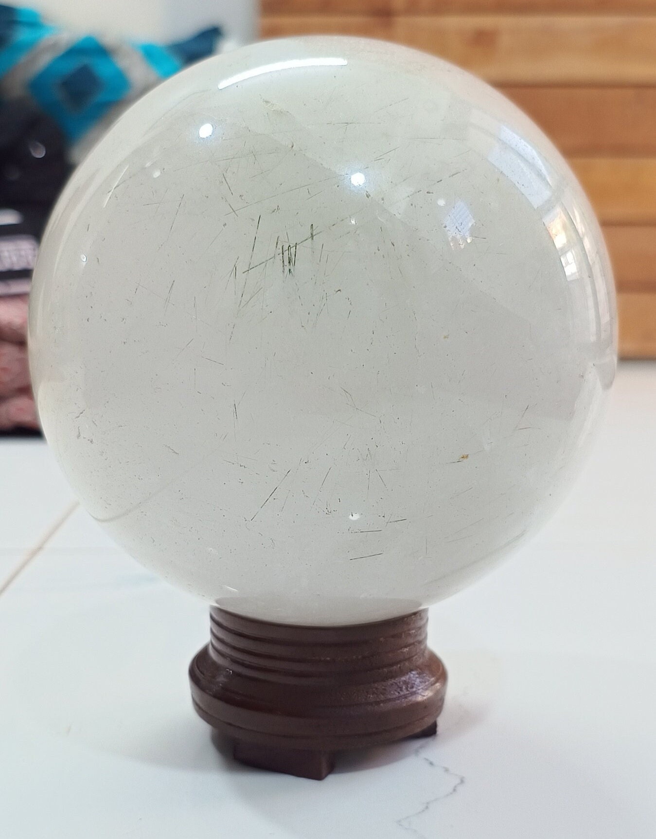 Rutile Quartz Sphere Crystal Clear White Rutile Sphere Size