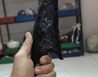 Large Obsidian Spearhead 11 inch Extra Large, Arrowhead,Spear Point, Knife Blade,obsidian sword, natural handmade obsidian knife.