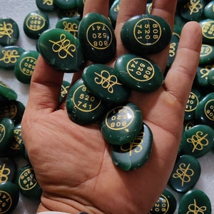 Green Jade Zibu Crystal Stone Pack Of 5 Pieces | Zibu Symbol Wealth Talisman to Attract Money and Prosperity | Spiritual Gifts.