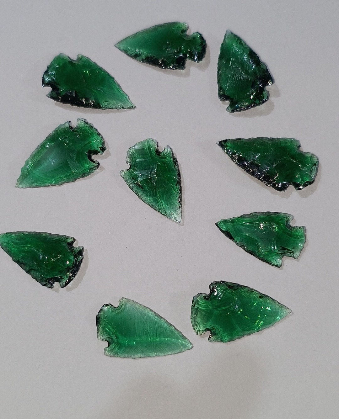 Green Obsidian Arrowhead 1 to 1.25 Arrow Decor Stone Arrowhead Healing Crystals and Stones green