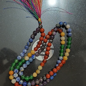 Collana Mala dei sette chakra: rosari fatti a mano con 108 grani