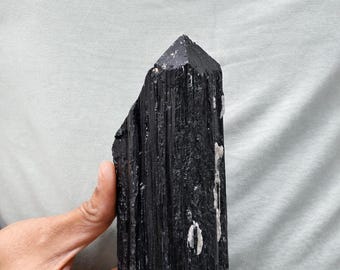 Large Natural Black Tourmaline Rough Crystal | Grounding Protection Mineral Specimen Decor