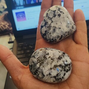 Rainbow Moonstone Palm Stone & Heart Set: Polished Worry Stones