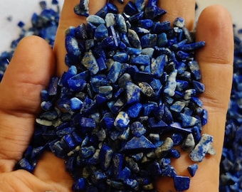 Natural Lapis Lazuli Crystal Chips: Undrilled Gemstone Pieces (4-9mm)