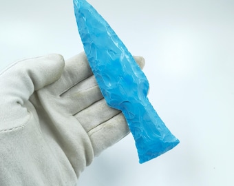 Handmade Turquoise Glass Knife: 6" Decorative Altar Tool