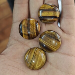 Round Tiger Eye Cabochon 25mm, Natural Tiger Eye Gemstone Cabochon, Top Quality Tiger Eye Calibrated Cabochon Loose Stone Lot.