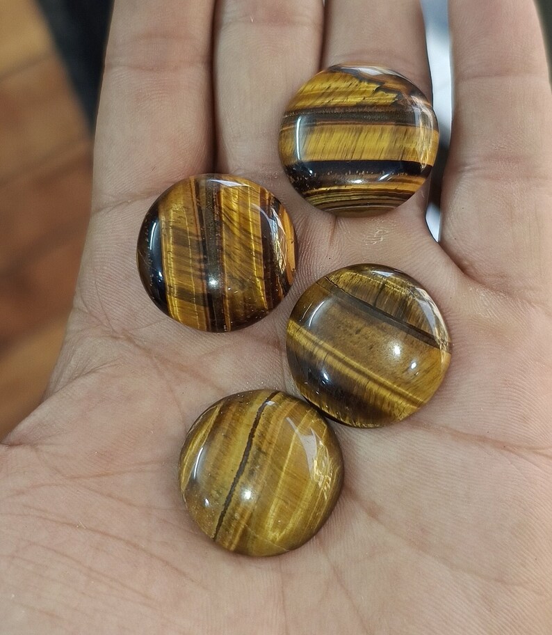 Round Tiger Eye Cabochon 25mm, Natural Tiger Eye Gemstone Cabochon, Top Quality Tiger Eye Calibrated Cabochon Loose Stone Lot.