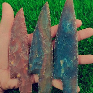 Hand Knapped Fancy Jasper Knife: Indian Agate Spearhead