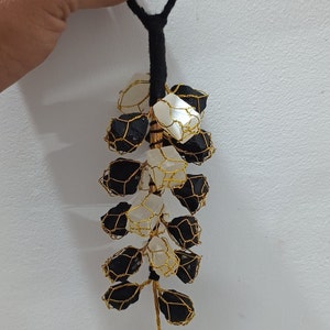 Black Tourmaline & Selenite Crystal Wall Hanging: Car/Door Hanger