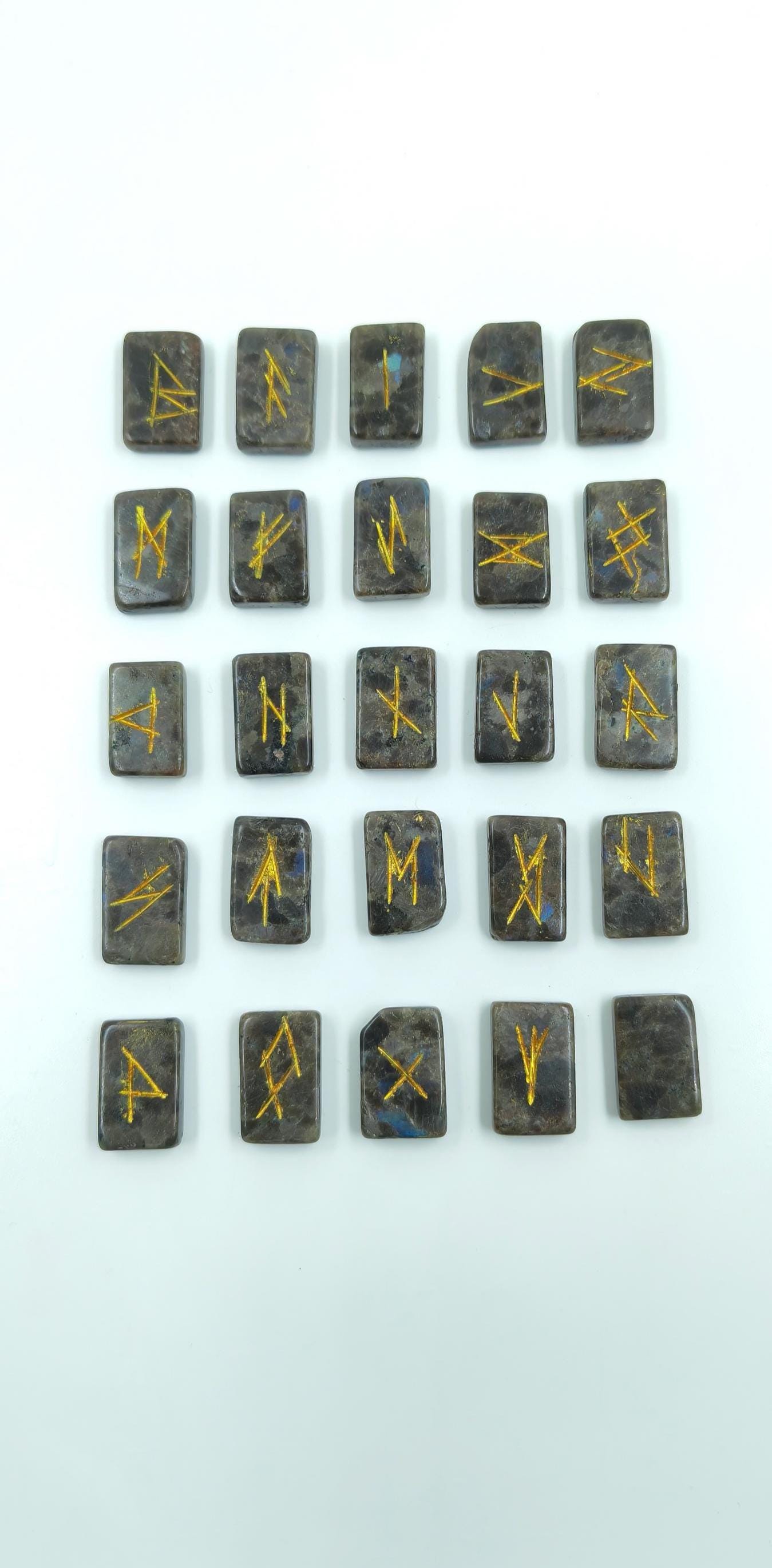 Labradorite Rune Set, Elder Futhark Rune Stones, 25 Piece Viking Rune ...