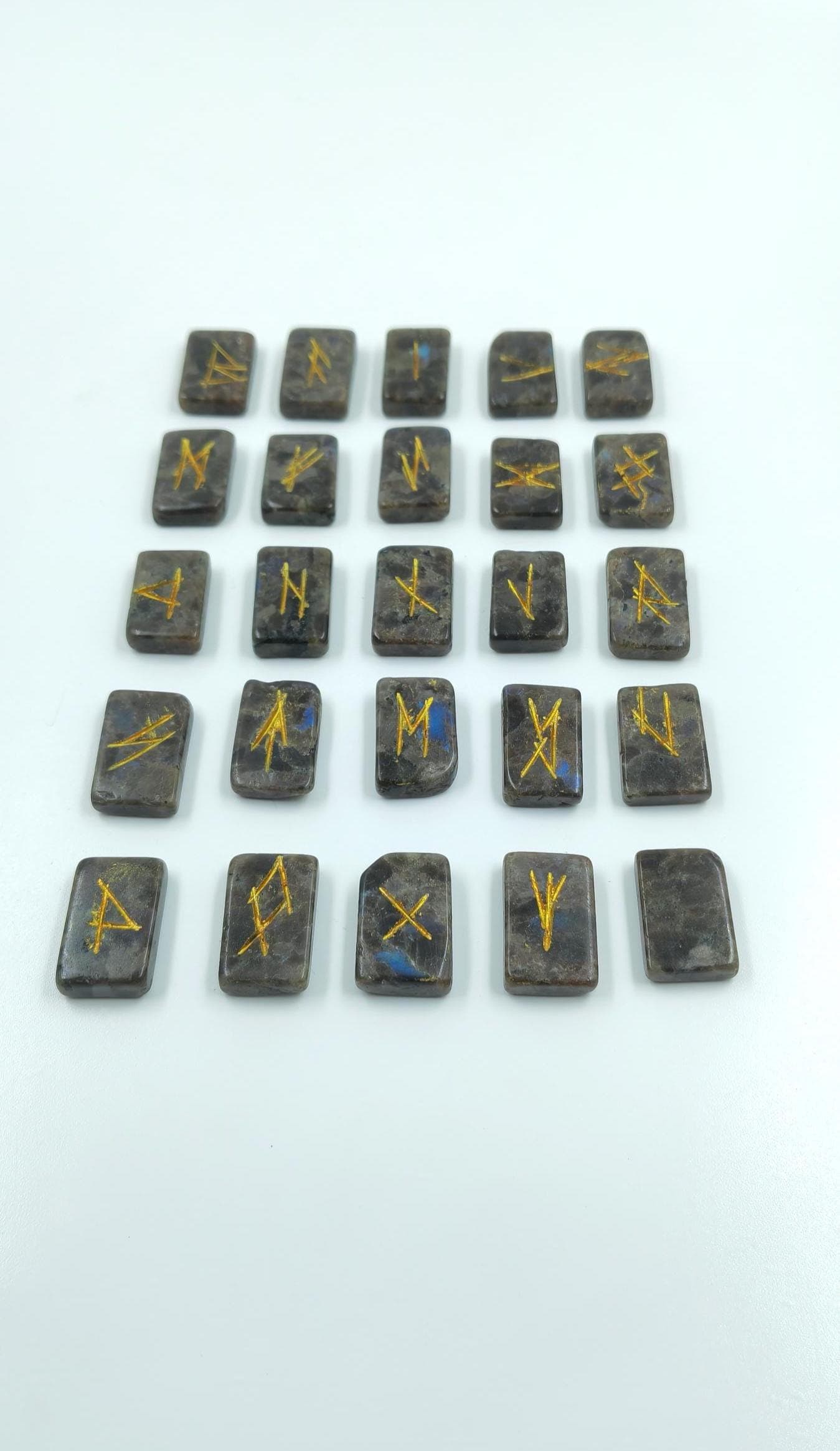 Labradorite Rune Set, Elder Futhark Rune Stones, 25 Piece Viking Rune ...