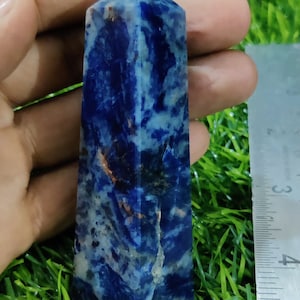 Blue Sodalite Tower Point: Handmade Meditation Energy Stone, 88mm