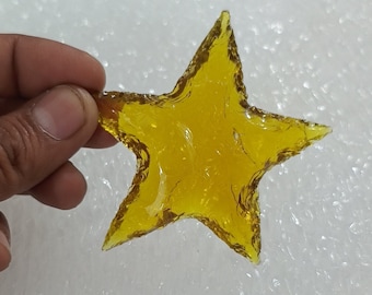 Citrine Glass Crystal Star - Carved Yellow Quartz Glass - Pocket Star for Abundance, Joy, and Positivity - Solar Plexus Chakra Stone