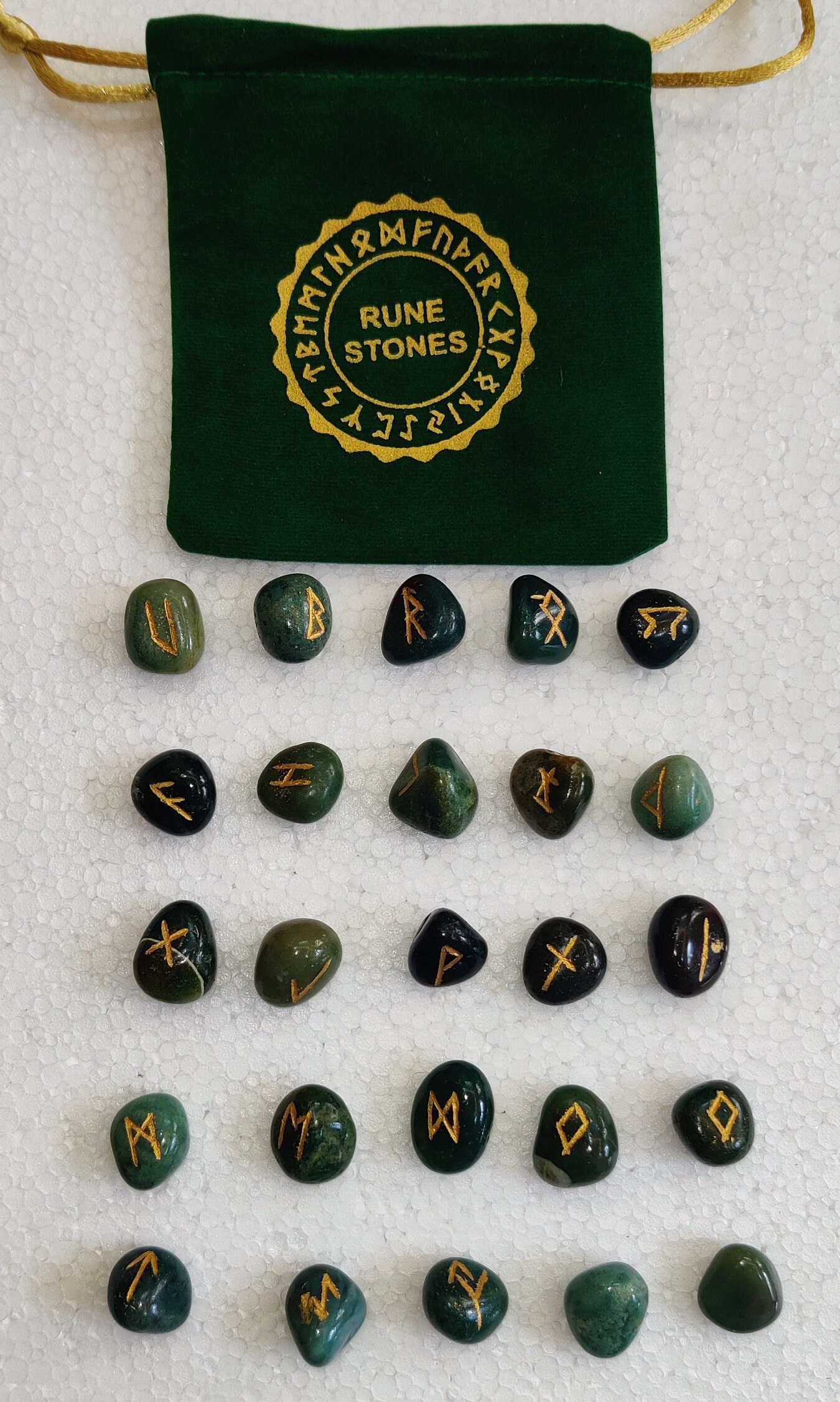 Emerald Green Crystal Rune Stones