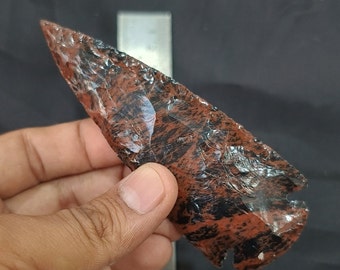 Mahogany Obsidian Arrowhead – Hand Carved Crystal Spearhead, Goth Decor, Protection Stone
