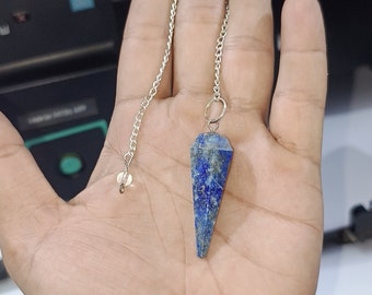 Natuurlijke lapis lazuli-kristallen slinger – waarzeggerij, wichelroedelopen, chakra-instrument derde oog