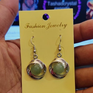 Aventurine Earrings: Sterling Silver Flower, Green Crystal Jewelry