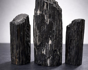 Black Tourmaline Rough Crystals Set, Natural Raw Tourmaline Stone, Protection & Grounding Crystal, Healing Mineral Specimen Decor