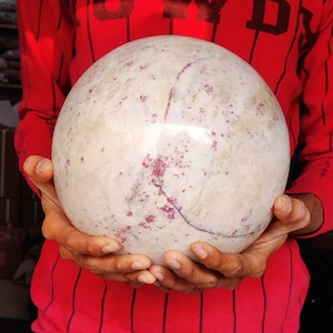 Extra Large Cinnabar in Quartz Sphere - 8&quot; Peruvian Crystal