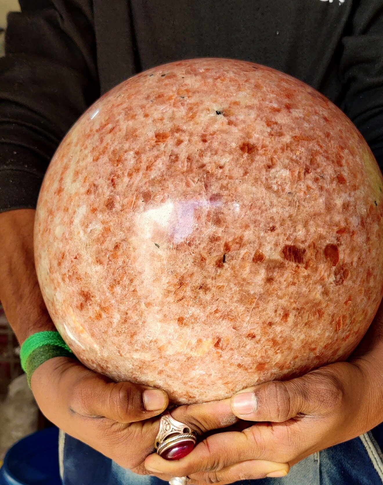 XXXL Sunstone Sphere: 250MM AAA Quality Reiki Healing Crystal Ball