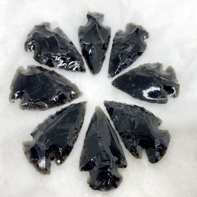 Black Obsidian Arrowhead 1 to 1.25 Arrow Decor Stone Arrowhead Healing Crystals and Stones Black