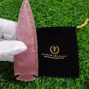 Pink Selenite Glass Spearhead: 6&quot; Healing Crystal Arrowhead