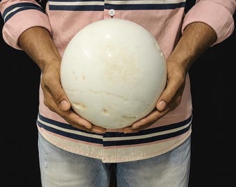 Large White Calcite Sphere | 180mm Crystal Ball, Healing Stone