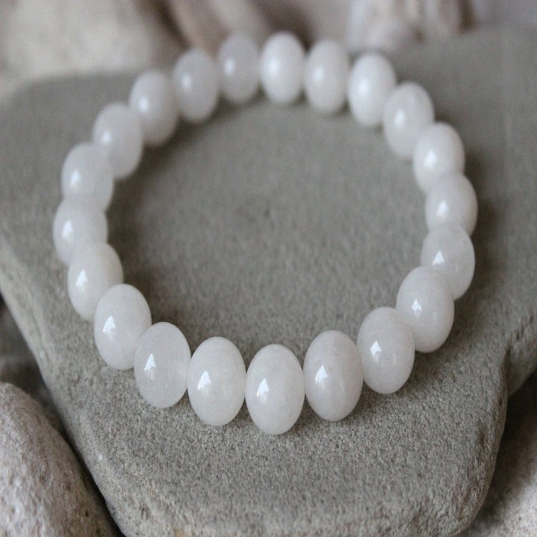 Premium White Quartz Bracelet White Quartz Bracelet 8 Mm Etsy