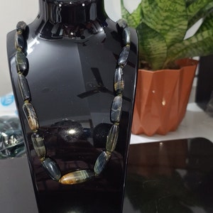 Blue Tiger Eye Crystal Necklace: Natural Stone, Emotional Balance (24&quot;)