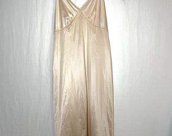 Vintage 1980s Sears 100% Nylon Peach Lingerie Slip Dress