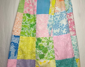 RARE One of a Kind 1960s Vintage Handmade Lilly Pulitzer Fabric Patchwork Reversible Wrap Skirt