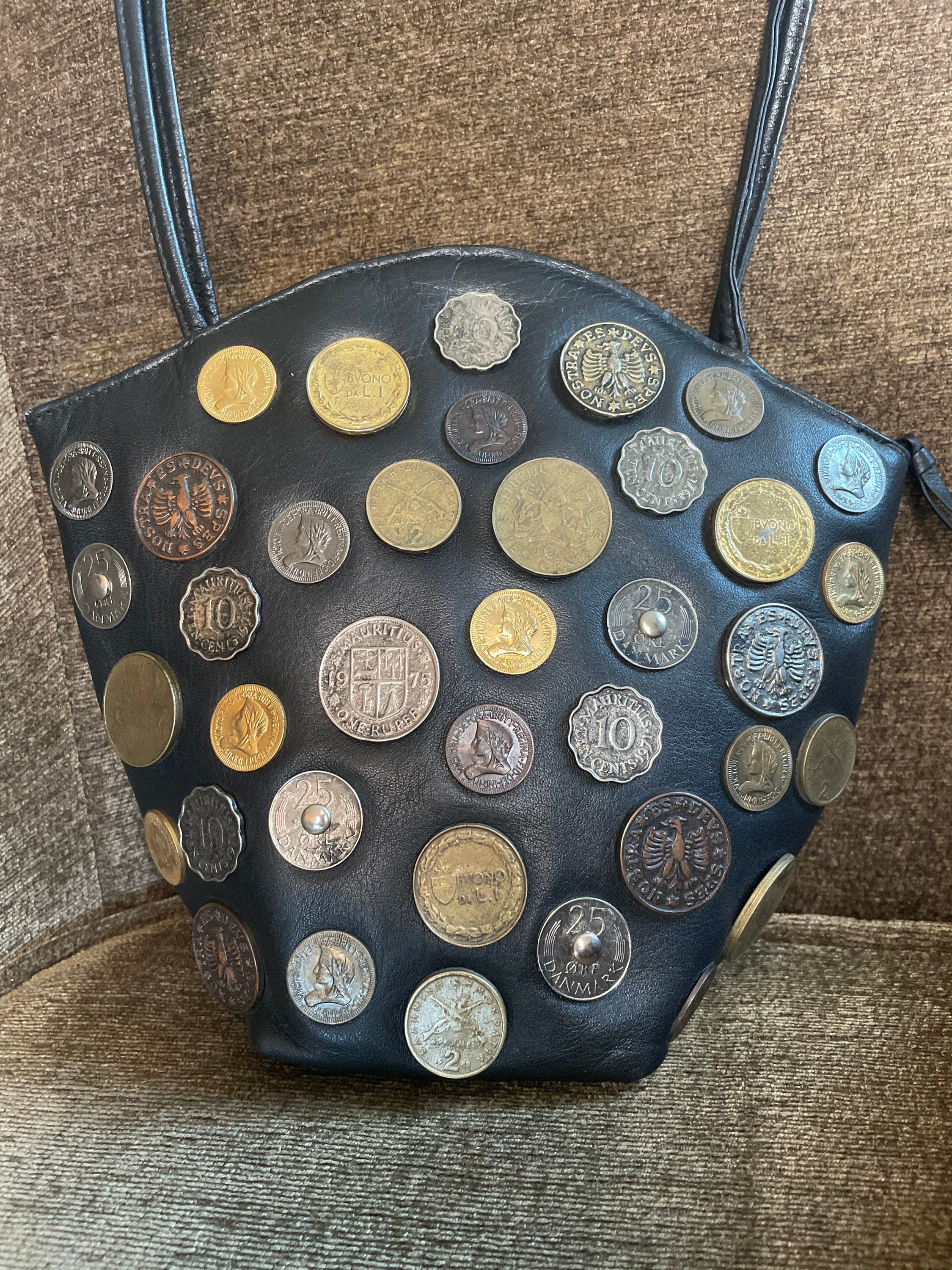 Hangable Geometric Bucket Scarf Decor Coin Purse, Rhinestone Decor