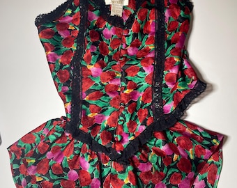 Vintage Gold Label Victoria’s Secret Vibrant Floral  Cami Set Petite