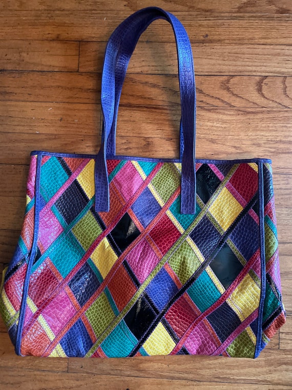 1980’s Unique Andre Cellini Colorful Patchwork Lea