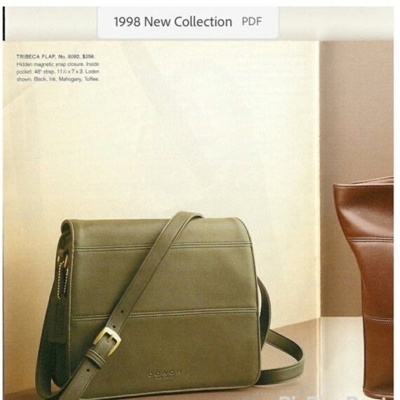 Vintage 1998 Coach #9092 Brown Leather Tribeca Flap Crossbody 