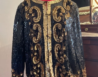 Vintage Jean for Joseph Le Bon Black & Gold Fully Sequined Jacket