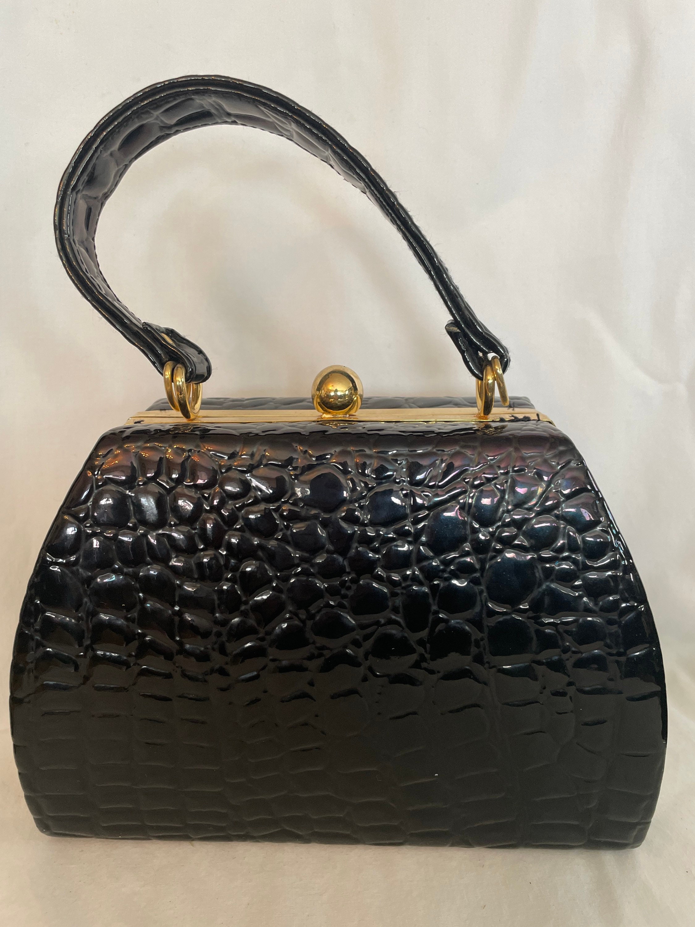 50s Relisted Black Fabric Bag Tall Slim Top Handle main image 1