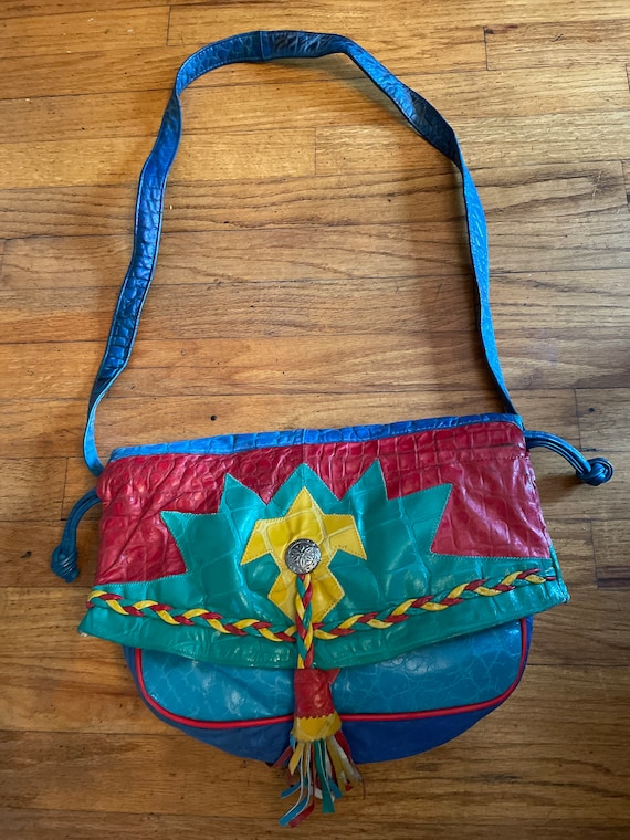 1980’s Aztec Inspired Colorful Shoulder Handbag