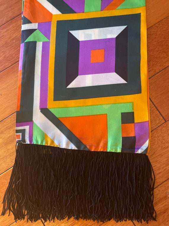 Retro 1970’s inspired Geometric Fringed Scarf - image 2