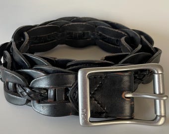 Vintage Lauren Ralph Lauren svart flätat vävt bälte