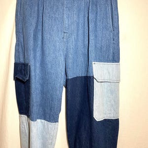7 For All Mankind X Marques Almeda Upcycled Denim Patch  Cargo Pants Modern Streetwear