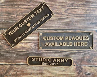 Personalized Antique Custom Brass Plaque - Ideal for Recognition Plaques, Name Plates, and Awards - Perfect for Home, or Garden Decor