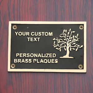 Personalized custom Brass Plaque - Ideal for Recognition Plaques, Name Plates, and Awards - Perfect for Office, Home, or Garden Decor