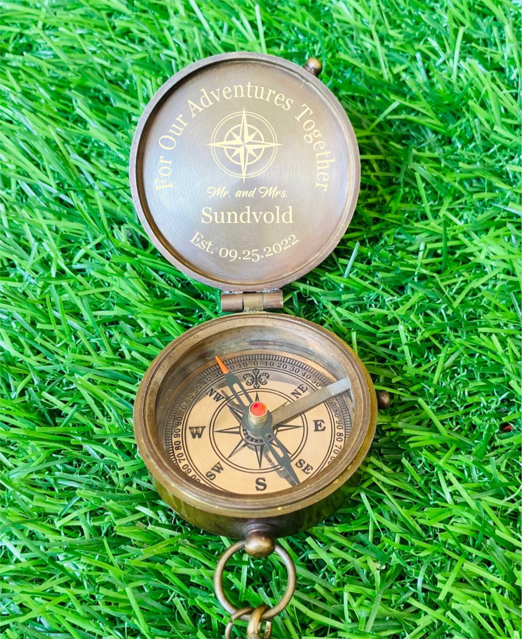 Personalized Working Compass With Custom Engraving, Engraved Compass